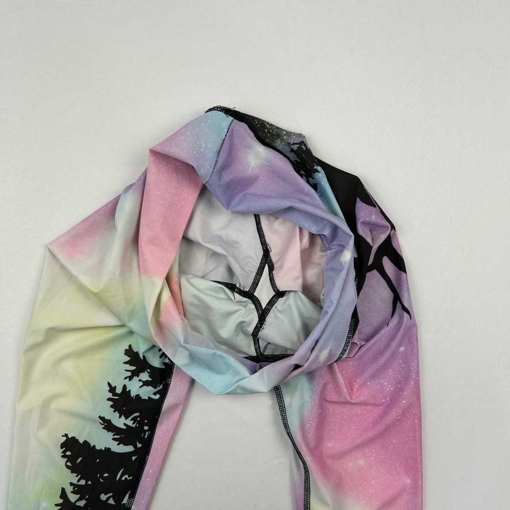 Teeki Northern Lights Galaxy Moose Yoga Leggings Pink Purple Blue Womens Medium - Picture 3 of 9